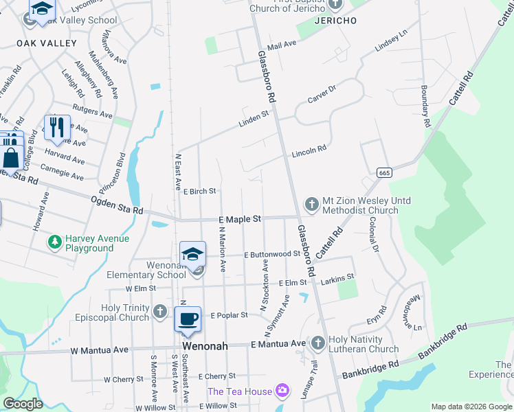 map of restaurants, bars, coffee shops, grocery stores, and more near 404 North Stockton Avenue in Wenonah