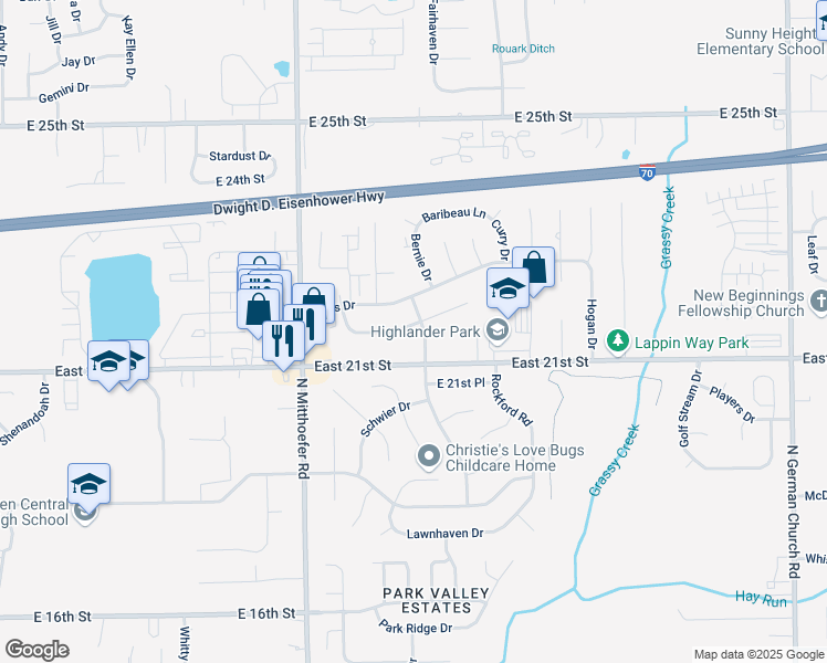 map of restaurants, bars, coffee shops, grocery stores, and more near 10215 Nassau Lane in Indianapolis