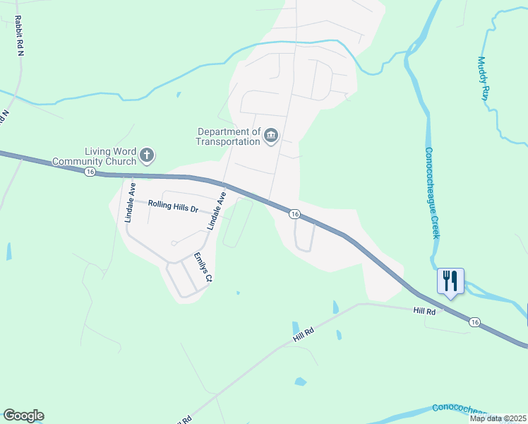 map of restaurants, bars, coffee shops, grocery stores, and more near 3528 Buchanan Trail West in Greencastle