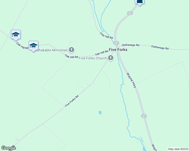map of restaurants, bars, coffee shops, grocery stores, and more near 9591 Five Forks Road in Waynesboro