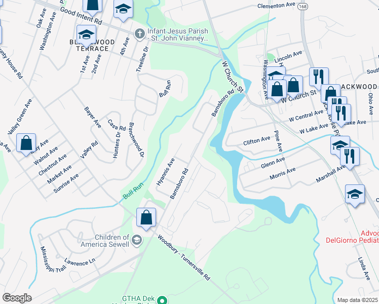 map of restaurants, bars, coffee shops, grocery stores, and more near 2030 Barnsboro Road in Washington Township