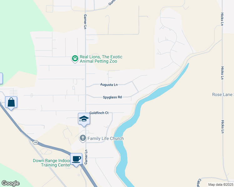 map of restaurants, bars, coffee shops, grocery stores, and more near 4106 Spyglass Road in Chico