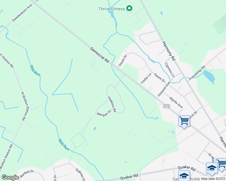 map of restaurants, bars, coffee shops, grocery stores, and more near 215 Hopkins Road in Mickleton
