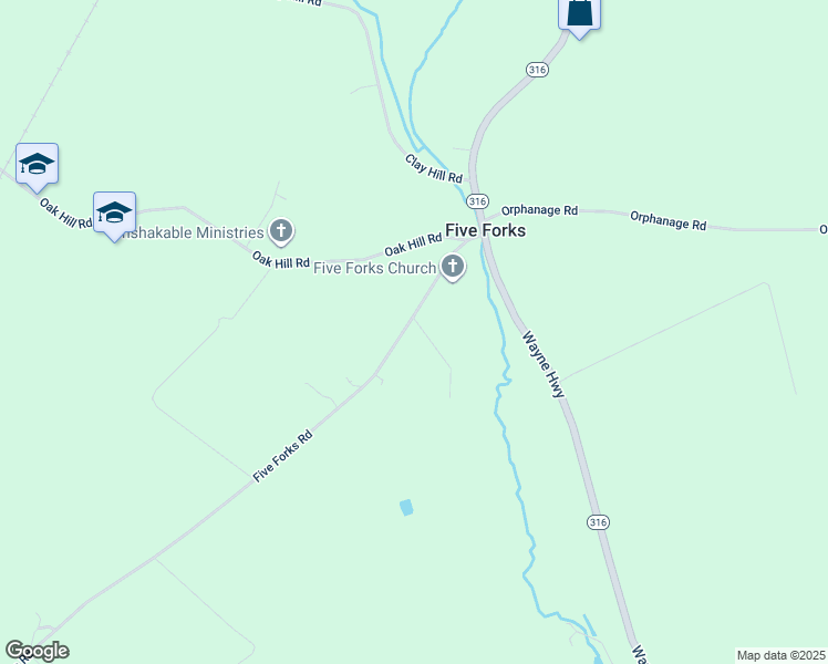 map of restaurants, bars, coffee shops, grocery stores, and more near 9390 Five Forks Road in Waynesboro