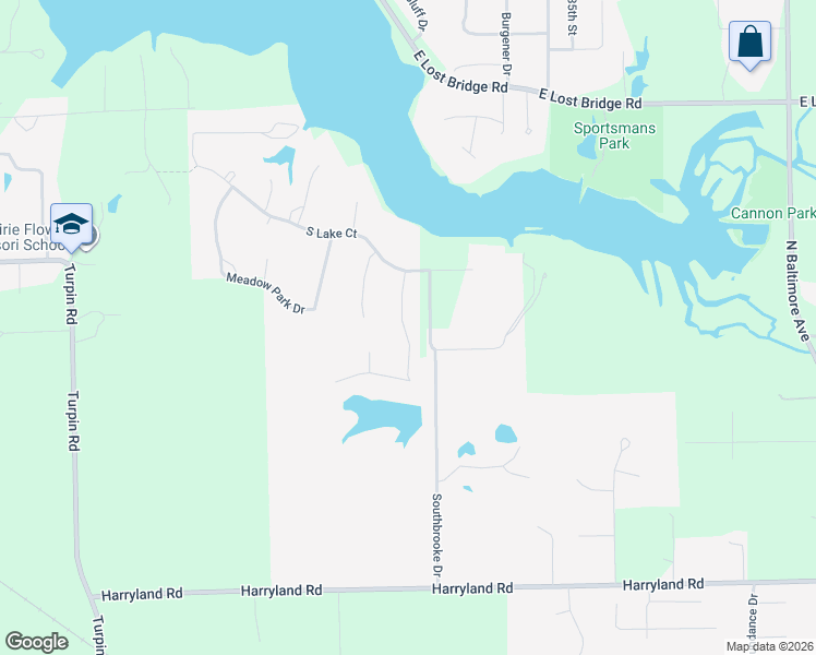 map of restaurants, bars, coffee shops, grocery stores, and more near Southbrooke Court in Decatur