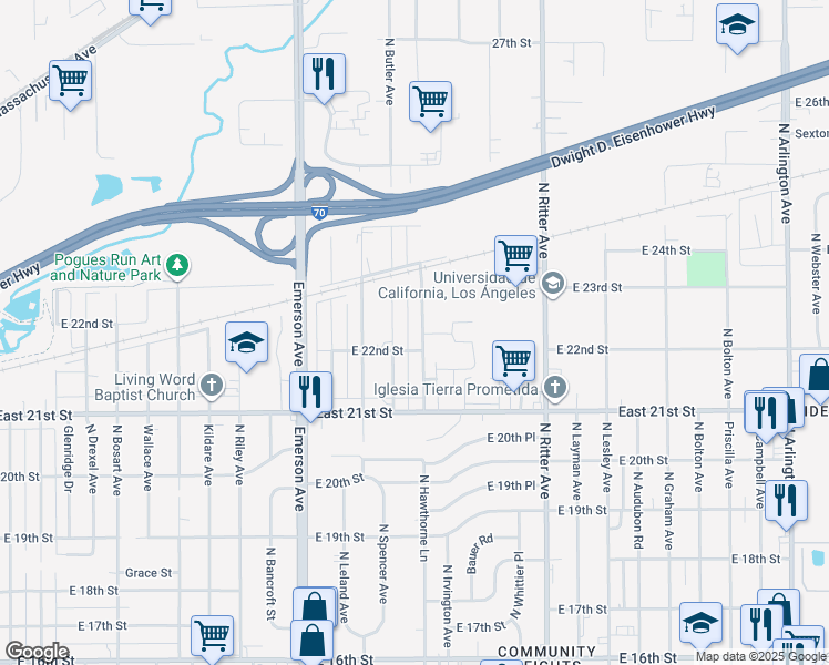 map of restaurants, bars, coffee shops, grocery stores, and more near 2168 North Hawthorne Lane in Indianapolis