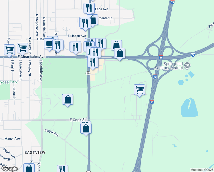 map of restaurants, bars, coffee shops, grocery stores, and more near 3290 Niccolls Road in Springfield