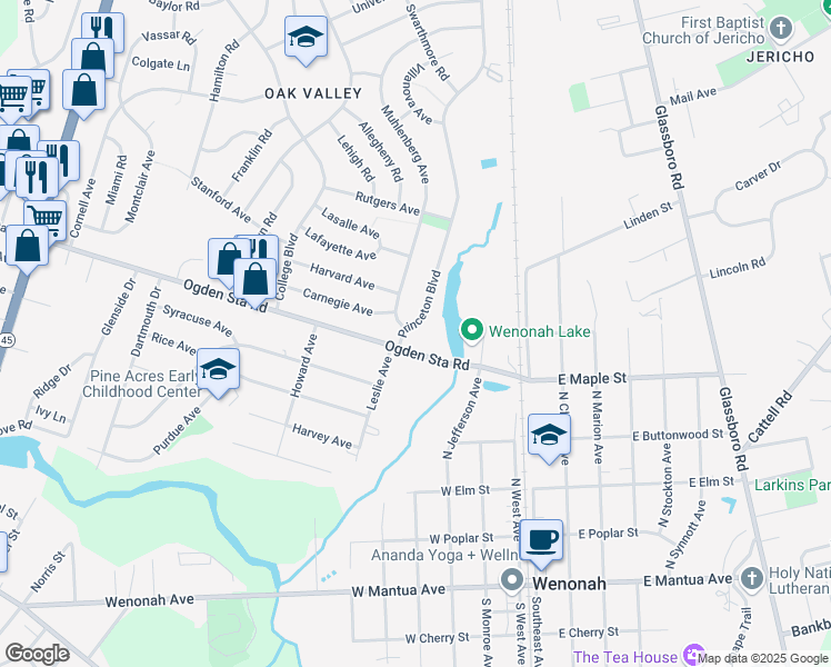 map of restaurants, bars, coffee shops, grocery stores, and more near 661 Princeton Boulevard in Wenonah