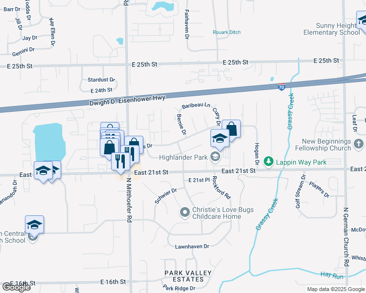 map of restaurants, bars, coffee shops, grocery stores, and more near 10215 Nassau Lane in Indianapolis