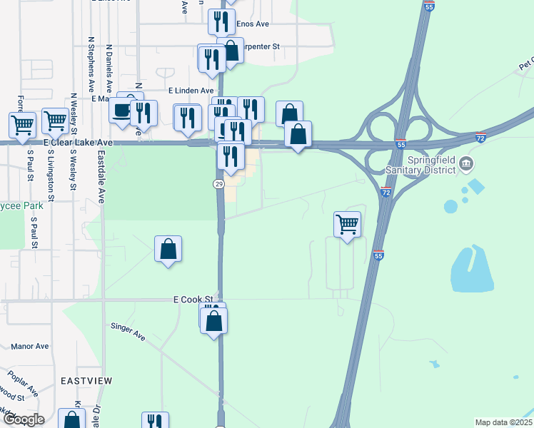 map of restaurants, bars, coffee shops, grocery stores, and more near 3290 Niccolls Road in Springfield