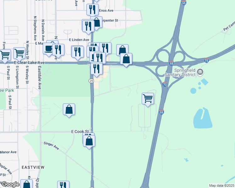 map of restaurants, bars, coffee shops, grocery stores, and more near 3290 Niccolls Road in Springfield