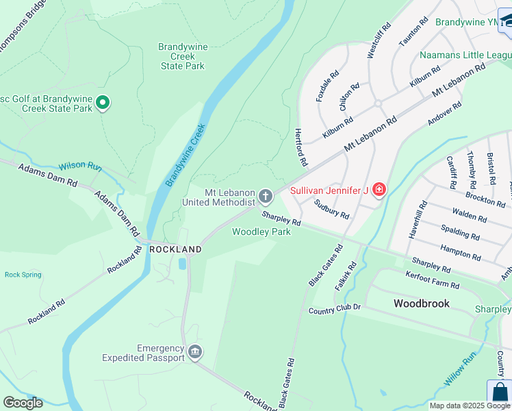 map of restaurants, bars, coffee shops, grocery stores, and more near 799 Sharpley Road in Wilmington