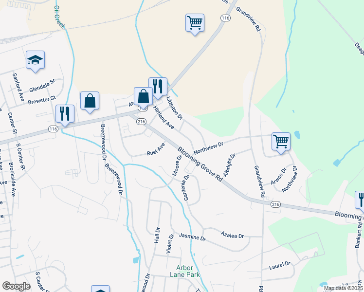 map of restaurants, bars, coffee shops, grocery stores, and more near 140 Blooming Grove Road in Hanover