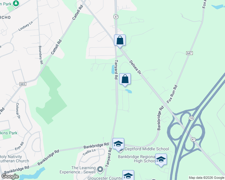 map of restaurants, bars, coffee shops, grocery stores, and more near 6212 Tanyard Oaks Court in Deptford