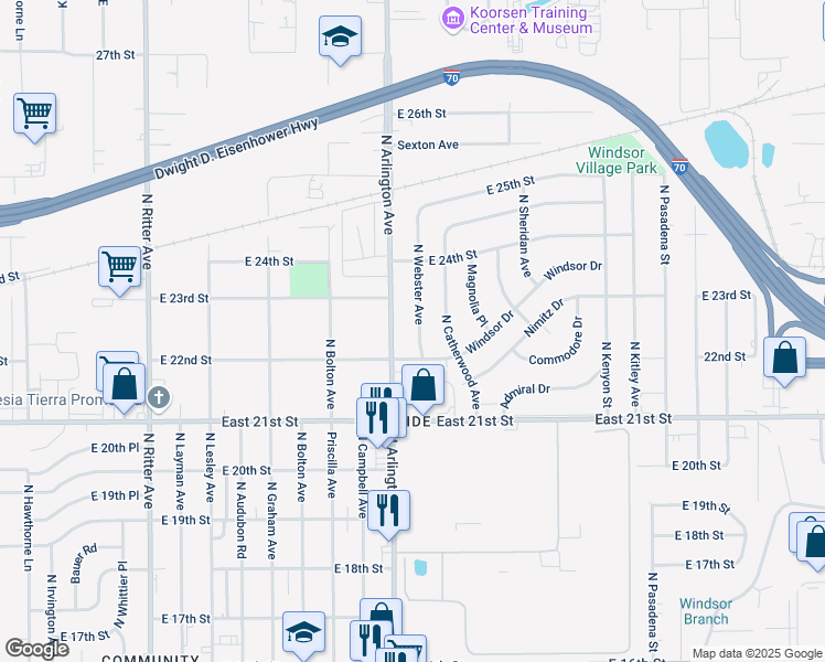 map of restaurants, bars, coffee shops, grocery stores, and more near 2226 North Webster Avenue in Indianapolis