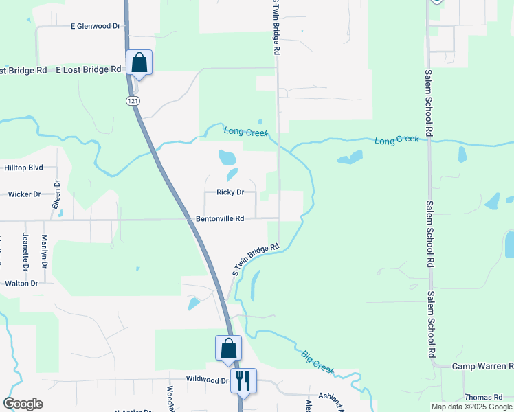map of restaurants, bars, coffee shops, grocery stores, and more near 3344 Roblee Lane in Long Creek