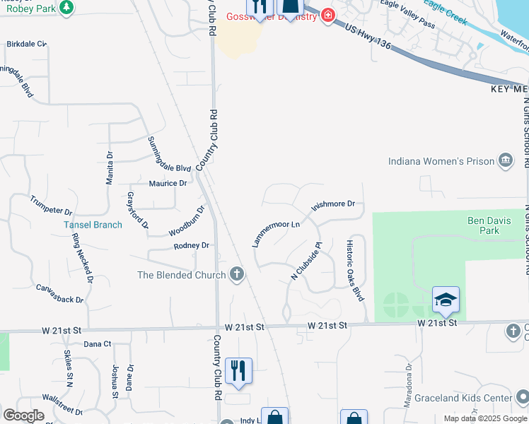 map of restaurants, bars, coffee shops, grocery stores, and more near 8162 Winterset Circle in Indianapolis