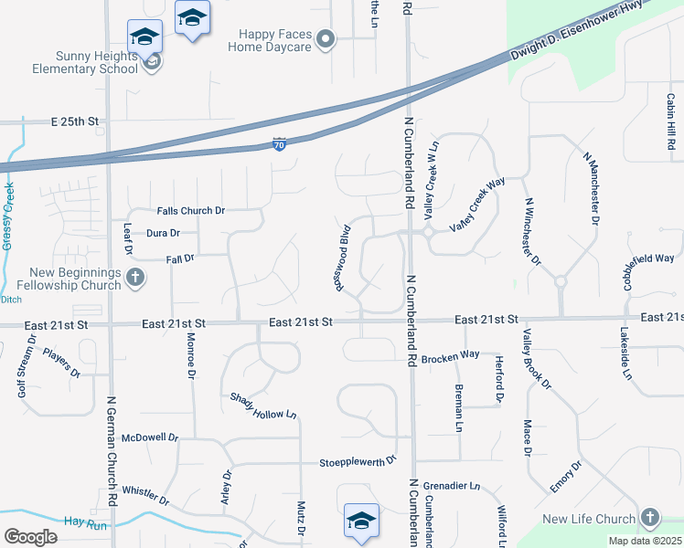 map of restaurants, bars, coffee shops, grocery stores, and more near 2213 Rosswood Boulevard in Indianapolis