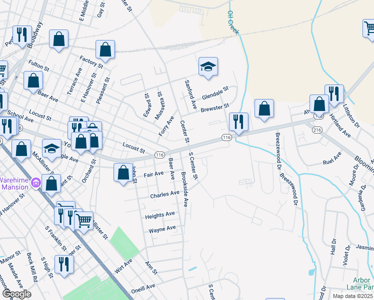 map of restaurants, bars, coffee shops, grocery stores, and more near 819 York Street in Hanover