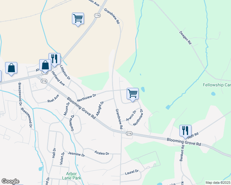 map of restaurants, bars, coffee shops, grocery stores, and more near 1354 Grandview Road in Hanover
