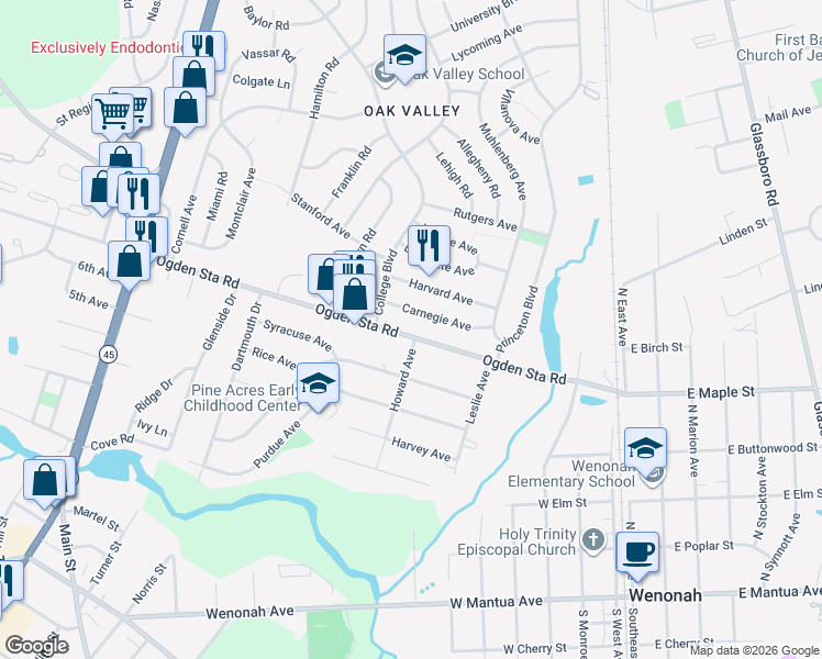 map of restaurants, bars, coffee shops, grocery stores, and more near 312 Carnegie Avenue in Wenonah