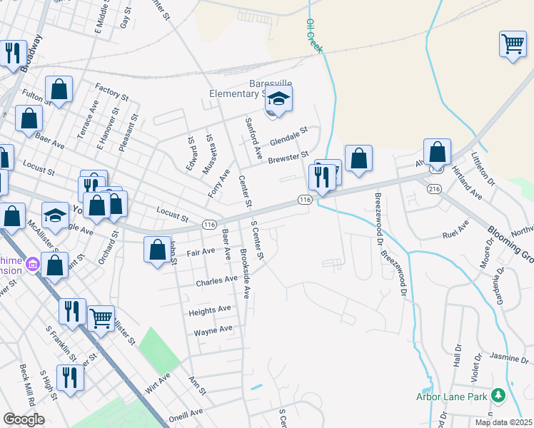 map of restaurants, bars, coffee shops, grocery stores, and more near 837 York Street in Hanover