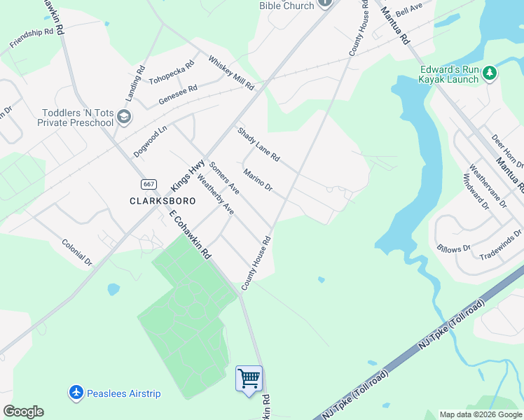 map of restaurants, bars, coffee shops, grocery stores, and more near 28-30 Somers Avenue in Clarksboro