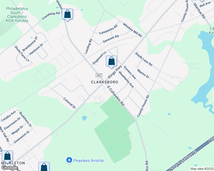 map of restaurants, bars, coffee shops, grocery stores, and more near in East Greenwich Township