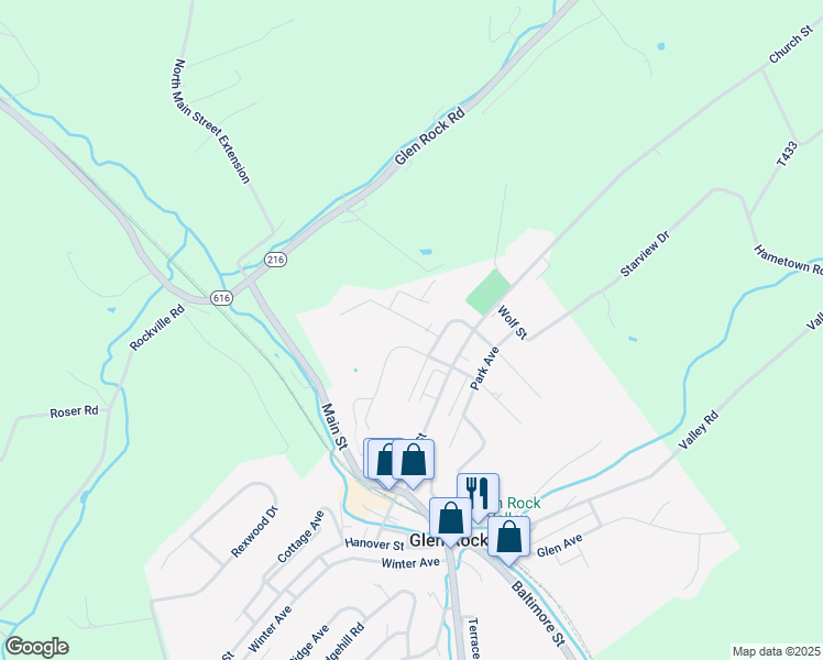 map of restaurants, bars, coffee shops, grocery stores, and more near 8 West Street in Glen Rock