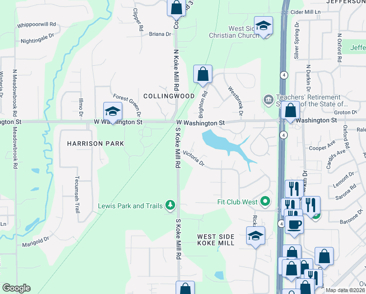 map of restaurants, bars, coffee shops, grocery stores, and more near 3175-3299 Victoria Dr in Springfield