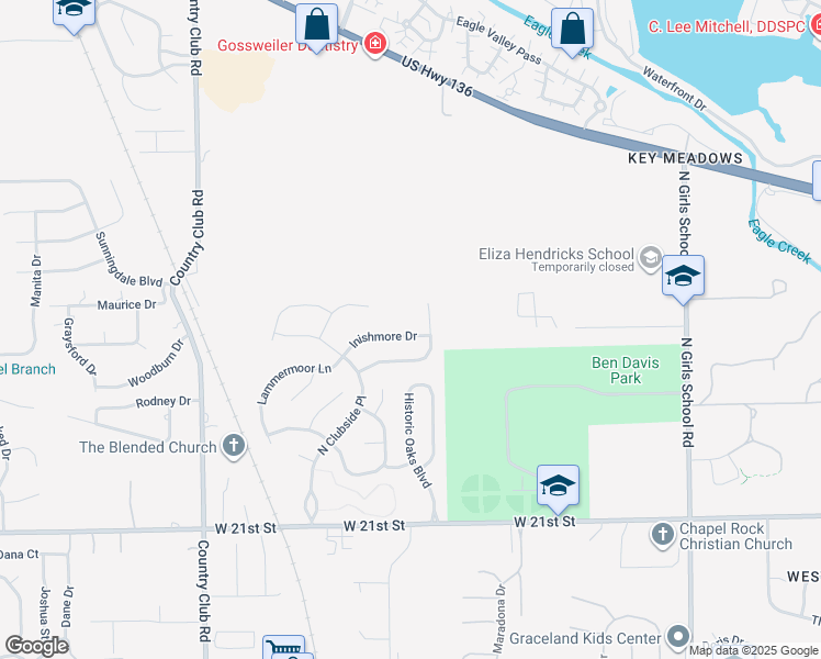 map of restaurants, bars, coffee shops, grocery stores, and more near 7830 Inishmore Drive in Indianapolis