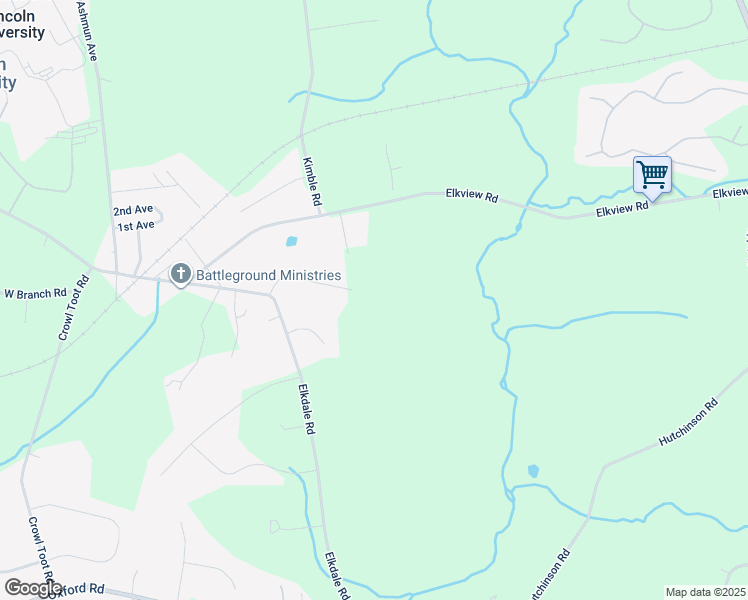 map of restaurants, bars, coffee shops, grocery stores, and more near 186 White Doe Drive in Lincoln University