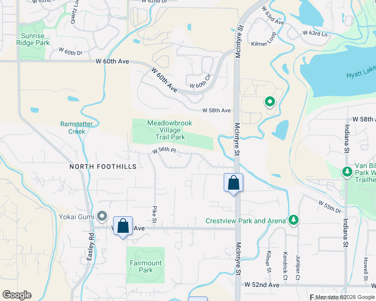 map of restaurants, bars, coffee shops, grocery stores, and more near 15961 West 56th Place in Golden