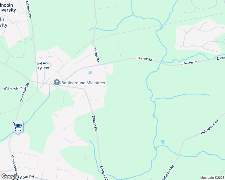 map of restaurants, bars, coffee shops, grocery stores, and more near 186 White Doe Drive in Lincoln University