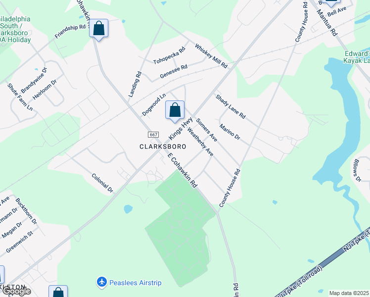map of restaurants, bars, coffee shops, grocery stores, and more near 283 Academy Street in Clarksboro