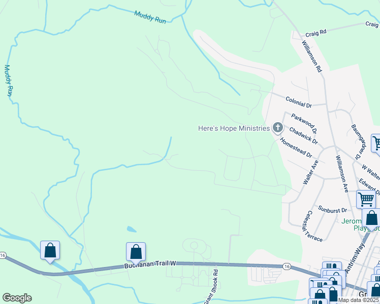map of restaurants, bars, coffee shops, grocery stores, and more near Shannon DR S in Greencastle