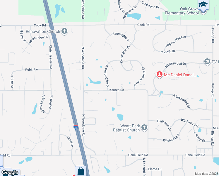 map of restaurants, bars, coffee shops, grocery stores, and more near 3301 West Devonshire Drive in Saint Joseph