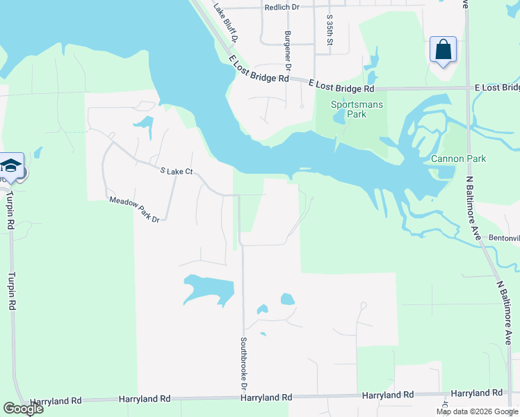 map of restaurants, bars, coffee shops, grocery stores, and more near Woodland Shores Drive in Decatur