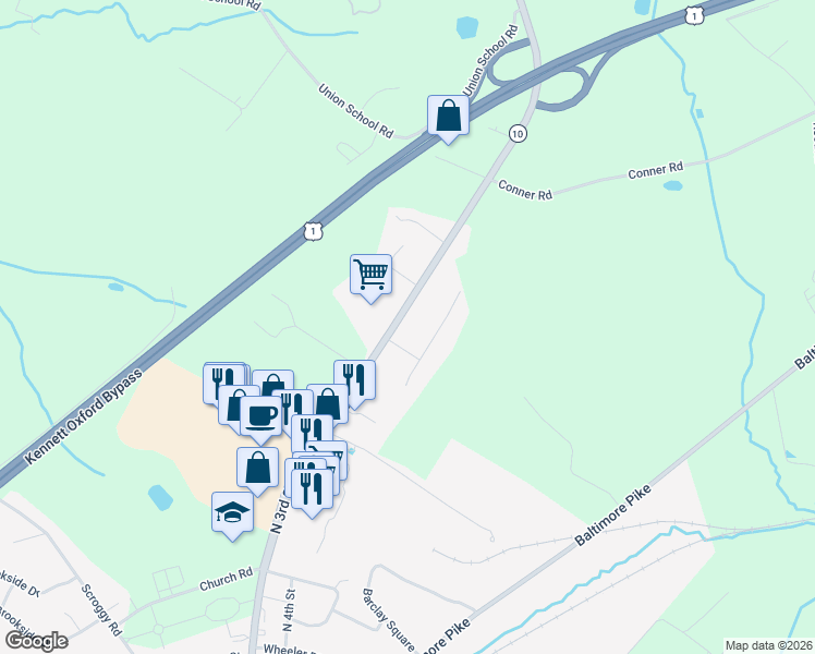 map of restaurants, bars, coffee shops, grocery stores, and more near 190 Limestone Road in Oxford