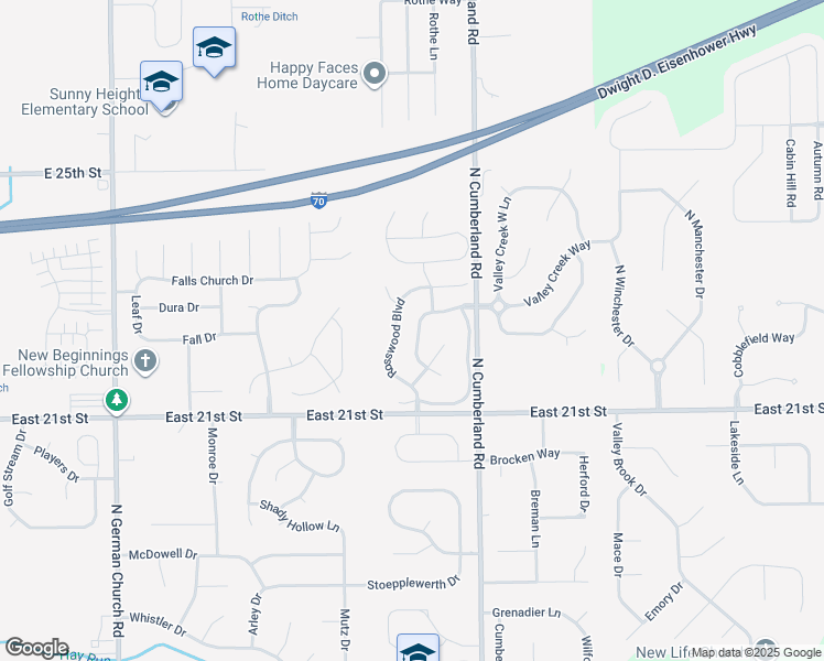 map of restaurants, bars, coffee shops, grocery stores, and more near 2213 Rosswood Boulevard in Indianapolis