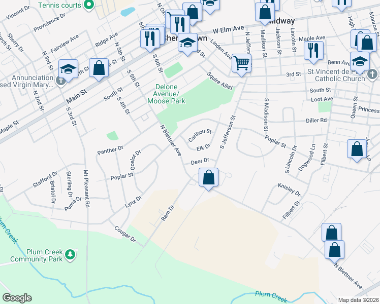 map of restaurants, bars, coffee shops, grocery stores, and more near 27 Elk Drive in Hanover