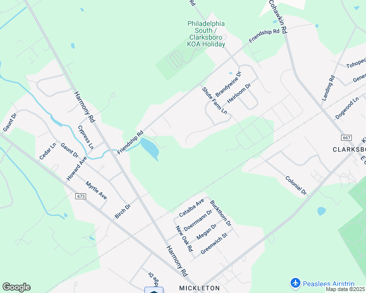 map of restaurants, bars, coffee shops, grocery stores, and more near 83 Woodbury Court in Clarksboro