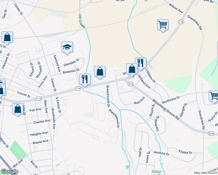 map of restaurants, bars, coffee shops, grocery stores, and more near 8 Breezewood Drive in Hanover