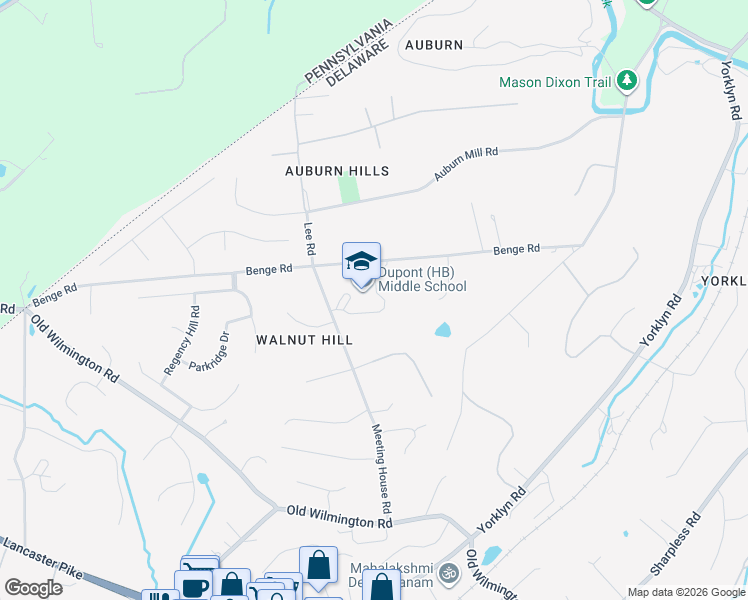 map of restaurants, bars, coffee shops, grocery stores, and more near 735 Meeting House Road in Hockessin