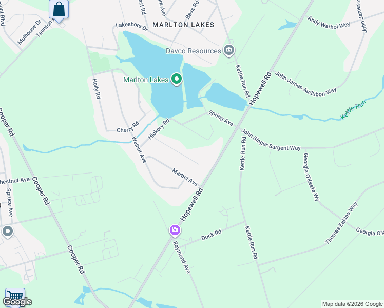 map of restaurants, bars, coffee shops, grocery stores, and more near 118 Peach Road in Evesham