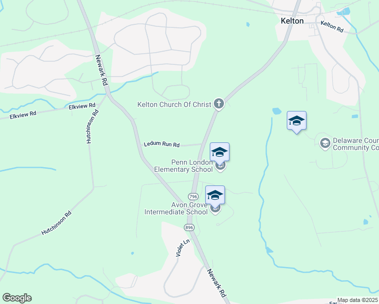map of restaurants, bars, coffee shops, grocery stores, and more near 3 Ledum Run Road in West Grove