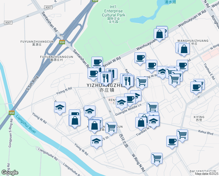 map of restaurants, bars, coffee shops, grocery stores, and more near in 