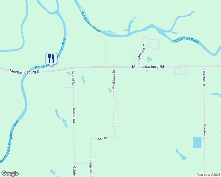 map of restaurants, bars, coffee shops, grocery stores, and more near 21 Wind Cave Drive in Springfield