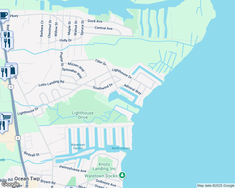 map of restaurants, bars, coffee shops, grocery stores, and more near 88 Sheridan Street in Ocean Township