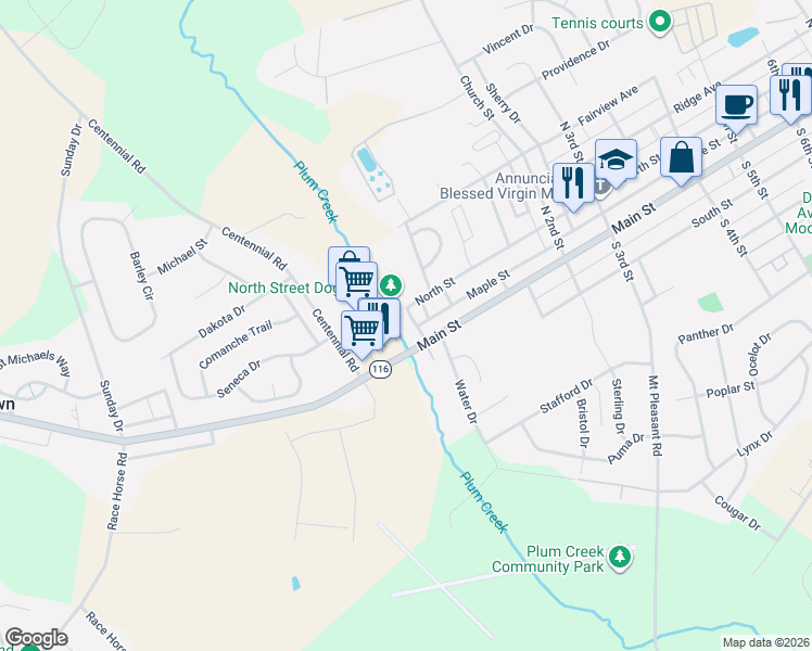 map of restaurants, bars, coffee shops, grocery stores, and more near 19 Front Street in McSherrystown